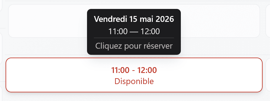 Cliquez sur un créneau libre — capture 1